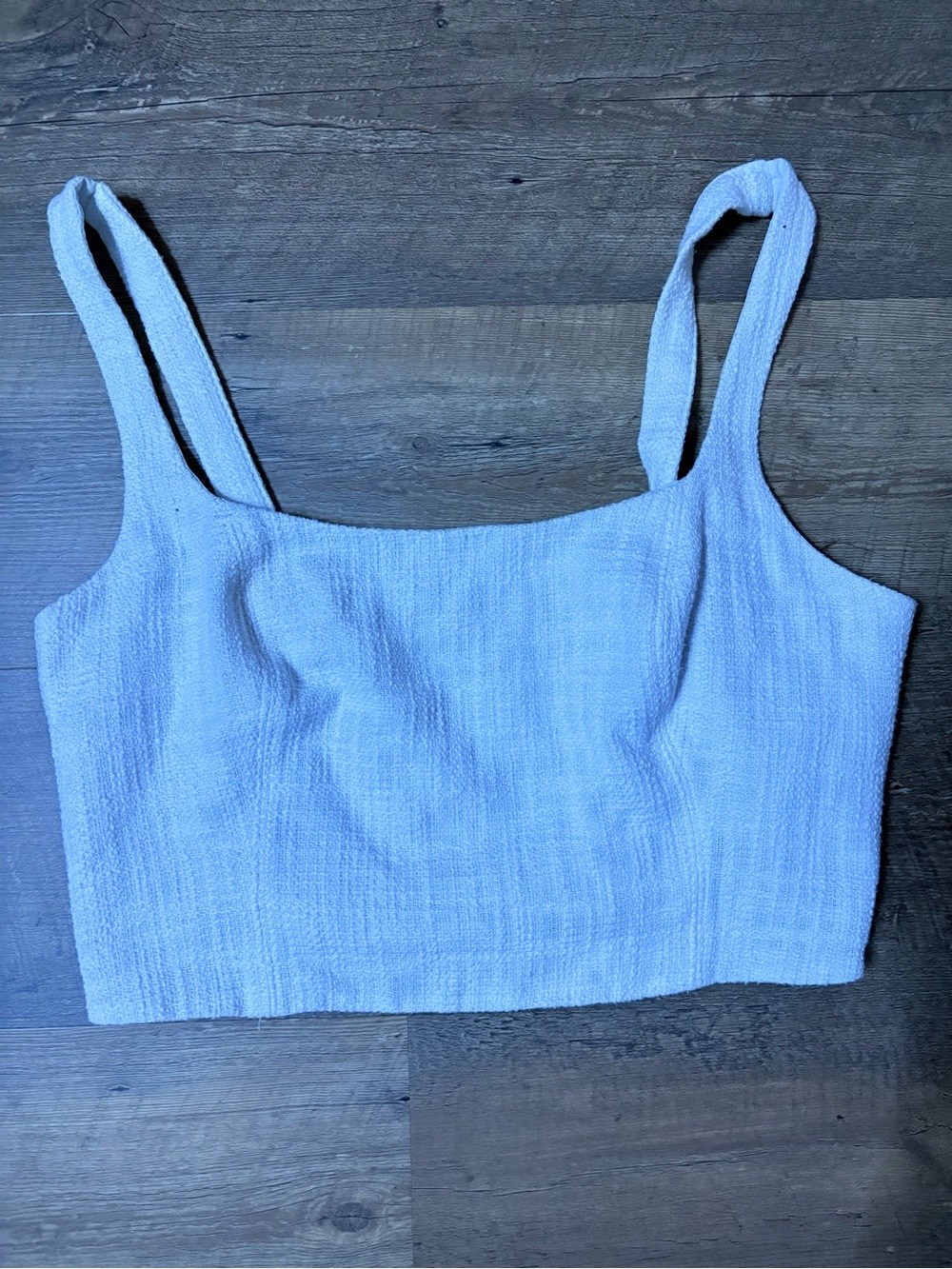 White A&F SZ L Textured Cropped Tank Top